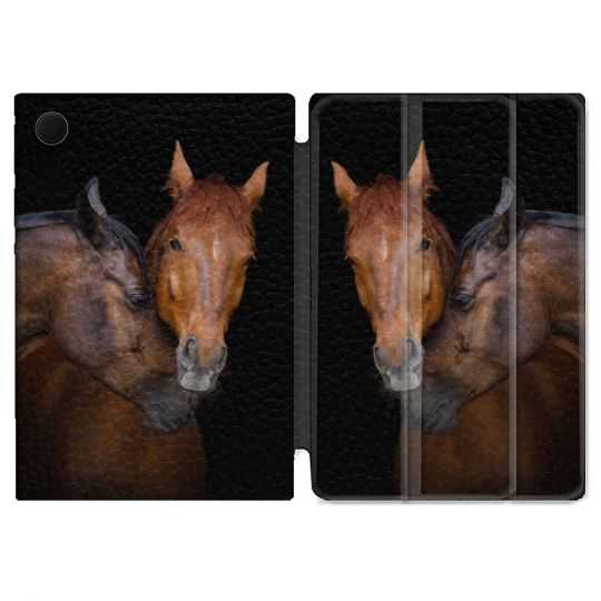 Housse Smart Cover Pour Samsung Galaxy Tab A8 (2022) 10.5 Animal Cheval Marron