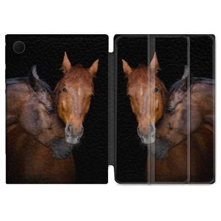 Housse Smart Cover Pour Samsung Galaxy Tab A8 (2022) 10.5 Animal Cheval Marron