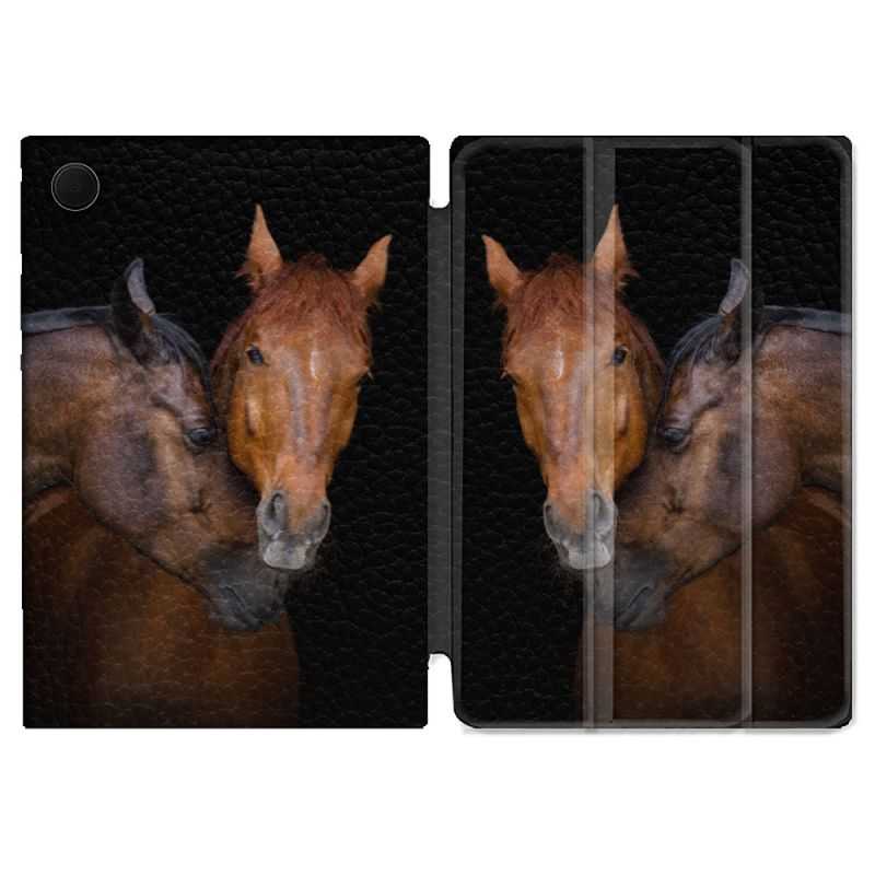 Housse Smart Cover Pour Samsung Galaxy Tab A8 (2022) 10.5 Animal Cheval Marron