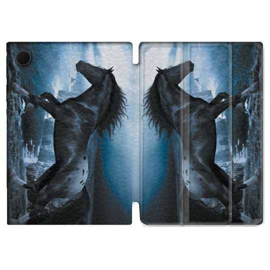 Housse Smart Cover Pour Samsung Galaxy Tab A8 (2022) 10.5 Animal Cheval Noir