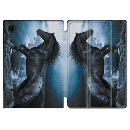 Housse Smart Cover Pour Samsung Galaxy Tab A8 (2022) 10.5 Animal Cheval Noir
