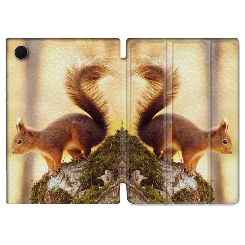 Housse Smart Cover Pour Samsung Galaxy Tab A8 (2022) 10.5 Animal Ecureuil Bois