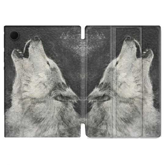 Housse Smart Cover Pour Samsung Galaxy Tab A8 (2022) 10.5 Animal Loup Hurlement