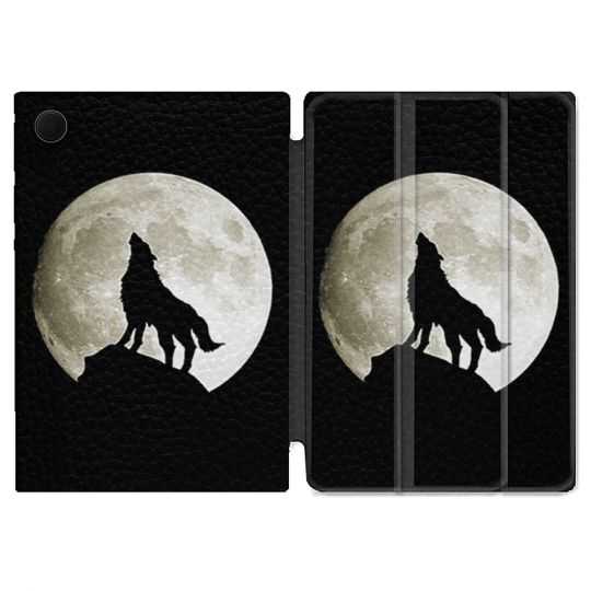 Housse Smart Cover Pour Samsung Galaxy Tab A8 (2022) 10.5 Animal Loup Noir