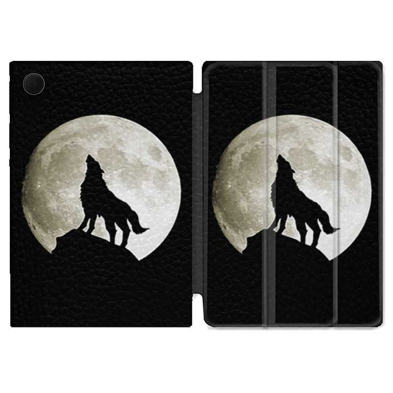 Housse Smart Cover Pour Samsung Galaxy Tab A8 (2022) 10.5 Animal Loup Noir
