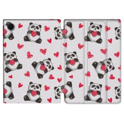 Housse Smart Cover Pour Samsung Galaxy Tab A8 (2022) 10.5 Animal Panda Cœur