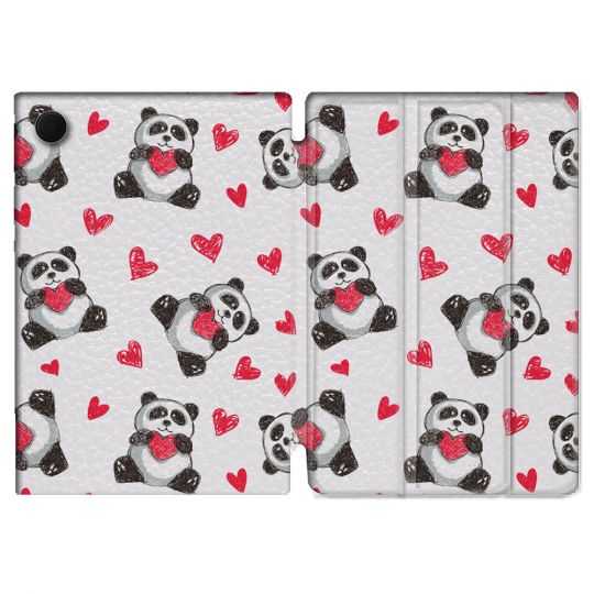 Housse Smart Cover Pour Samsung Galaxy Tab A8 (2022) 10.5 Animal Panda Cœur