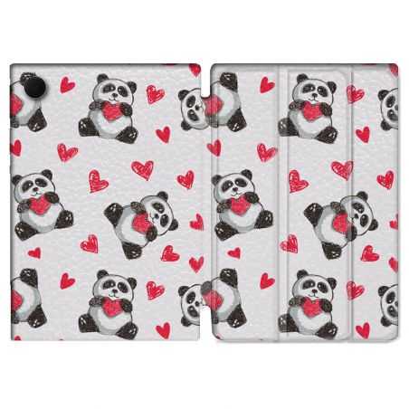 Housse Smart Cover Pour Samsung Galaxy Tab A8 (2022) 10.5 Animal Panda Cœur
