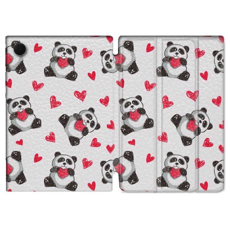 Housse Smart Cover Pour Samsung Galaxy Tab A8 (2022) 10.5 Animal Panda Cœur