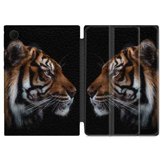 Housse Smart Cover Pour Samsung Galaxy Tab A8 (2022) 10.5 Animal Tigre Noir