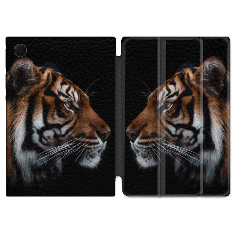 Housse Smart Cover Pour Samsung Galaxy Tab A8 (2022) 10.5 Animal Tigre Noir