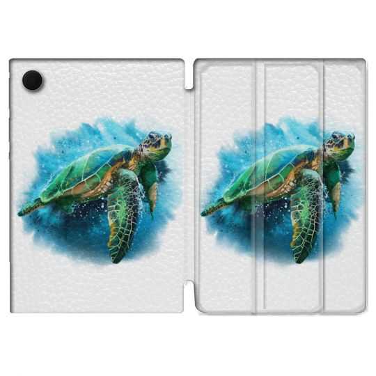 Housse Smart Cover Pour Samsung Galaxy Tab A8 (2022) 10.5 Animal Tortue Blanche multicolore