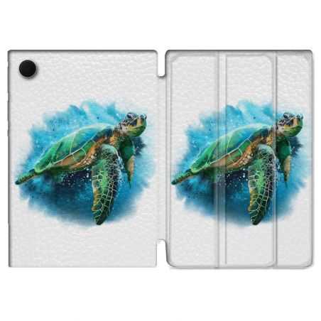 Housse Smart Cover Pour Samsung Galaxy Tab A8 (2022) 10.5 Animal Tortue Blanche multicolore