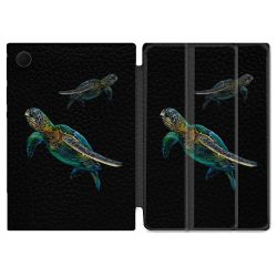 Housse Smart Cover Pour Samsung Galaxy Tab A8 (2022) 10.5 Animal Tortue Noire multicolore