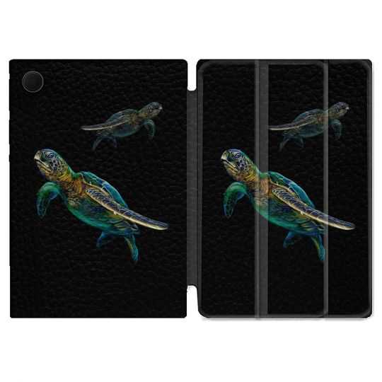 Housse Smart Cover Pour Samsung Galaxy Tab A8 (2022) 10.5 Animal Tortue Noire multicolore