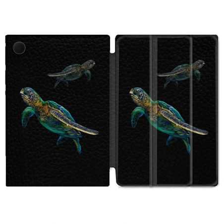 Housse Smart Cover Pour Samsung Galaxy Tab A8 (2022) 10.5 Animal Tortue Noire multicolore