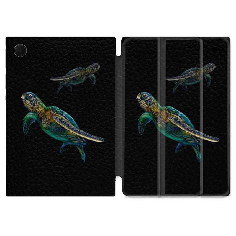 Housse Smart Cover Pour Samsung Galaxy Tab A8 (2022) 10.5 Animal Tortue Noire multicolore