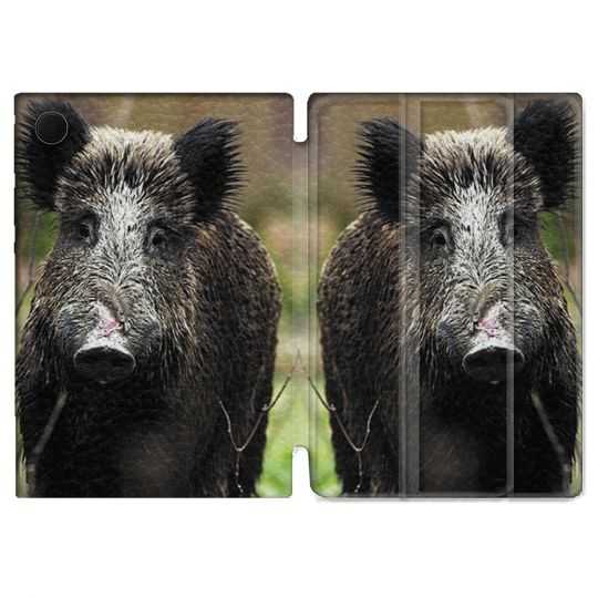 Housse Smart Cover Pour Samsung Galaxy Tab A8 (2022) 10.5 Chasse Sanglier bois