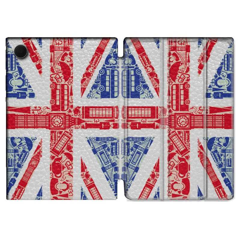 Housse Smart Cover Pour Samsung Galaxy Tab A8 (2022) 10.5 Voyage Angleterre Blanc