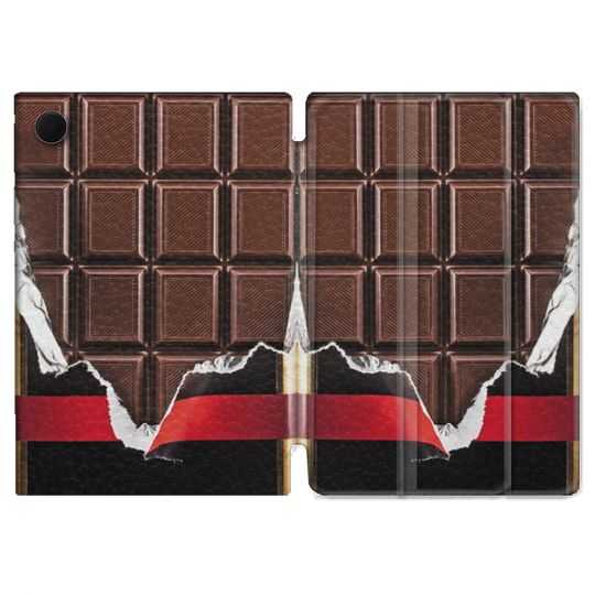Housse Smart Cover Pour Samsung Galaxy Tab A8 (2022) 10.5 Texture Trompe Oeil Chocolat