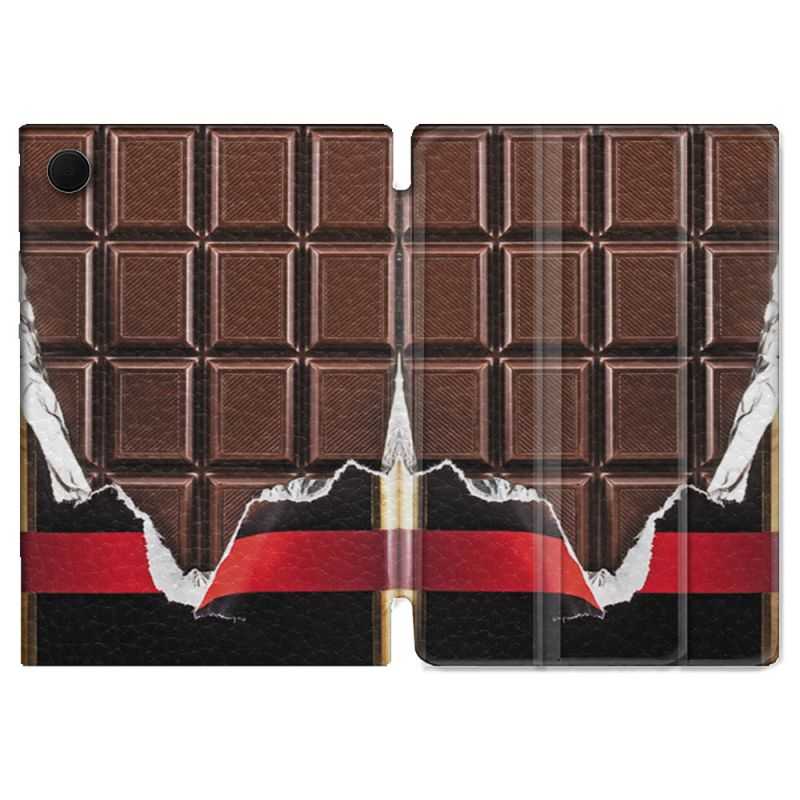 Housse Smart Cover Pour Samsung Galaxy Tab A8 (2022) 10.5 Texture Trompe Oeil Chocolat