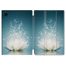 Housse Smart Cover Pour Samsung Galaxy Tab A8 (2022) 10.5 Fleur Lotus Blanc