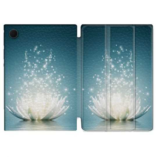 Housse Smart Cover Pour Samsung Galaxy Tab A8 (2022) 10.5 Fleur Lotus Blanc