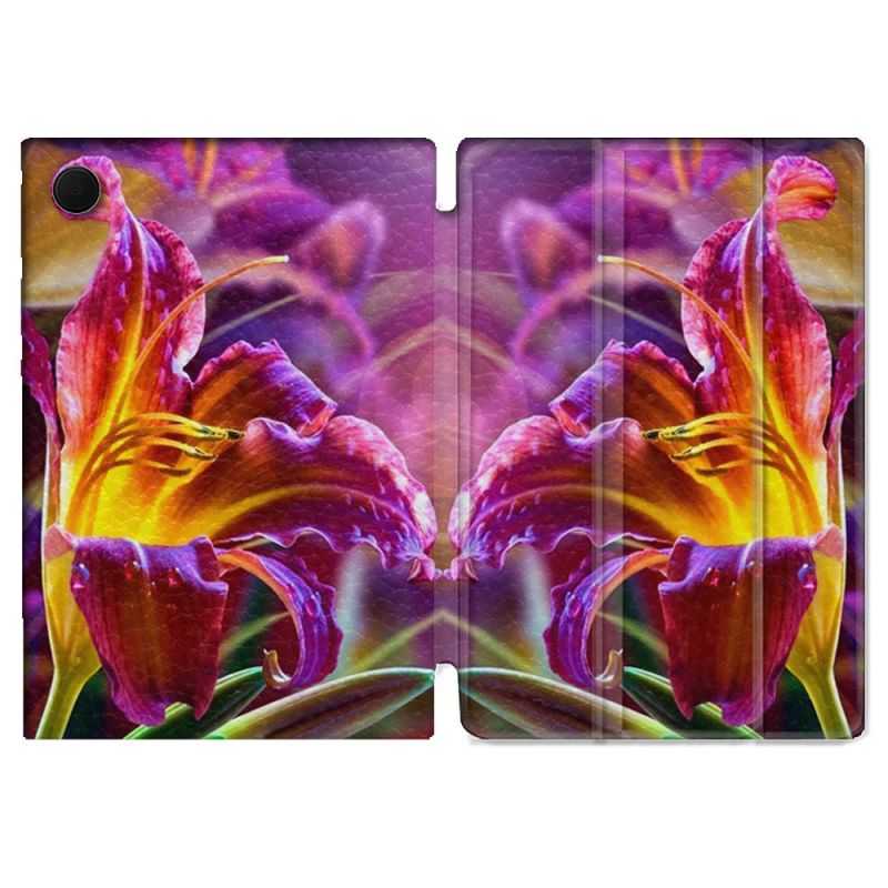 Housse Smart Cover Pour Samsung Galaxy Tab A8 (2022) 10.5 Fleur Lys Color