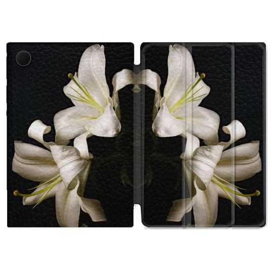Housse Smart Cover Pour Samsung Galaxy Tab A8 (2022) 10.5 Fleur Lys Noir