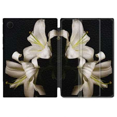Housse Smart Cover Pour Samsung Galaxy Tab A8 (2022) 10.5 Fleur Lys Noir