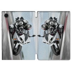 Housse Smart Cover Pour Samsung Galaxy Tab A8 (2022) 10.5 Moto Course GP Blanche