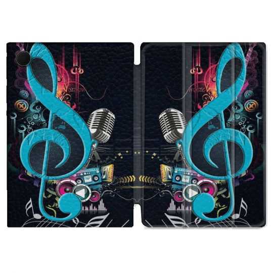 Housse Smart Cover Pour Samsung Galaxy Tab A8 (2022) 10.5 Musique Cle Sol Bleu