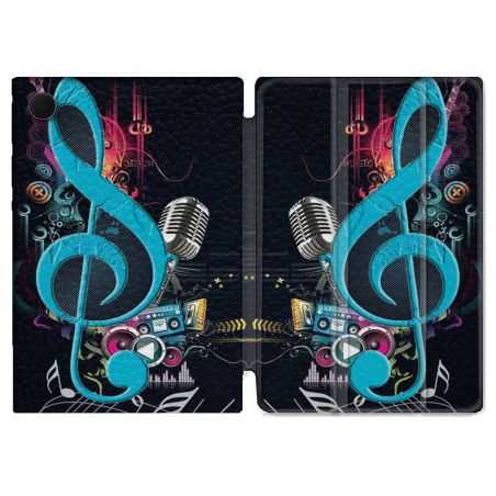 Housse Smart Cover Pour Samsung Galaxy Tab A8 (2022) 10.5 Musique Cle Sol Bleu