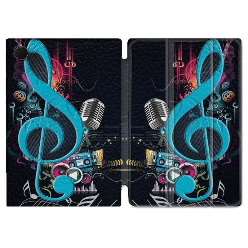 Housse Smart Cover Pour Samsung Galaxy Tab A8 (2022) 10.5 Musique Cle Sol Bleu