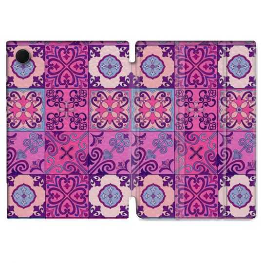Housse Smart Cover Pour Samsung Galaxy Tab A8 (2022) 10.5 Texture Carreau Ciment Violet