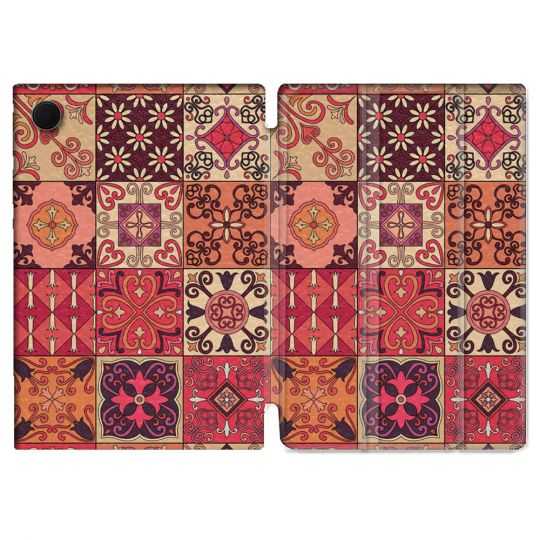 Housse Smart Cover Pour Samsung Galaxy Tab A8 (2022) 10.5 Texture Carreau Ciment Rouge