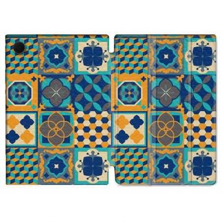 Housse Smart Cover Pour Samsung Galaxy Tab A8 (2022) 10.5 Texture Carreau Ciment Orange