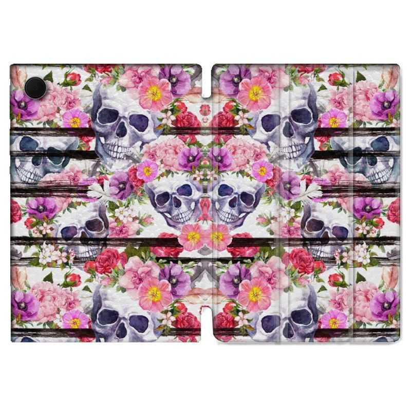 Housse Smart Cover Pour Samsung Galaxy Tab A8 (2022) 10.5 Tete de Mort Pattern