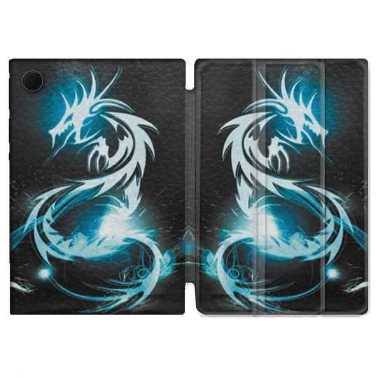 Housse Smart Cover Pour Samsung Galaxy Tab A8 (2022) 10.5 Fantastique Dragon Bleu