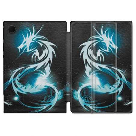 Housse Smart Cover Pour Samsung Galaxy Tab A8 (2022) 10.5 Fantastique Dragon Bleu