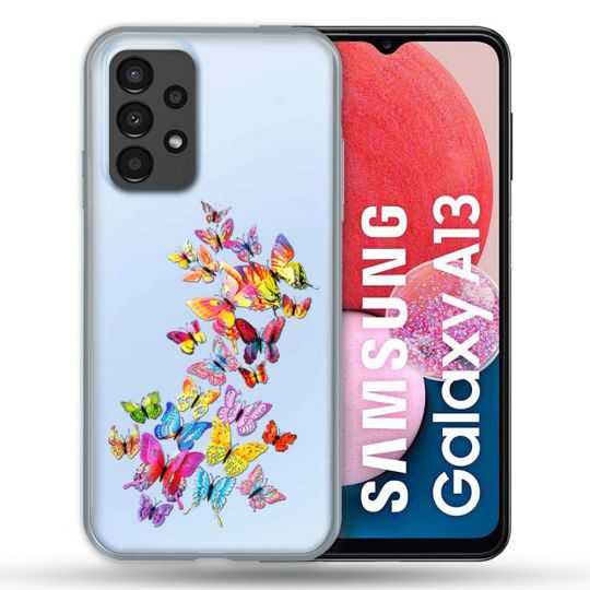 Coque Transparente Pour Samsung Galaxy A13 4G Papillon Multicolore