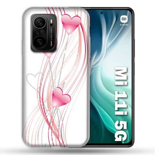 Coque Pour Xiaomi Mi 11i 5G Amour Coeur Rose Montant sur Blanc