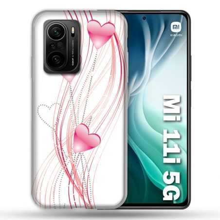 Coque Pour Xiaomi Mi 11i 5G Amour Coeur Rose Montant sur Blanc