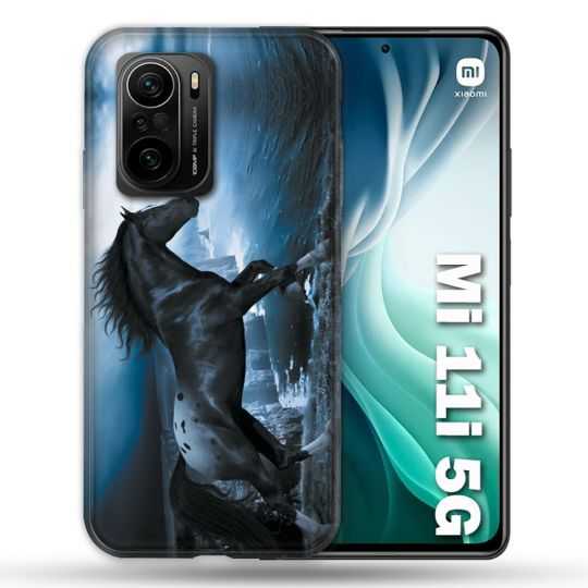 Coque Pour Xiaomi Mi 11i 5G Animal Cheval Noir