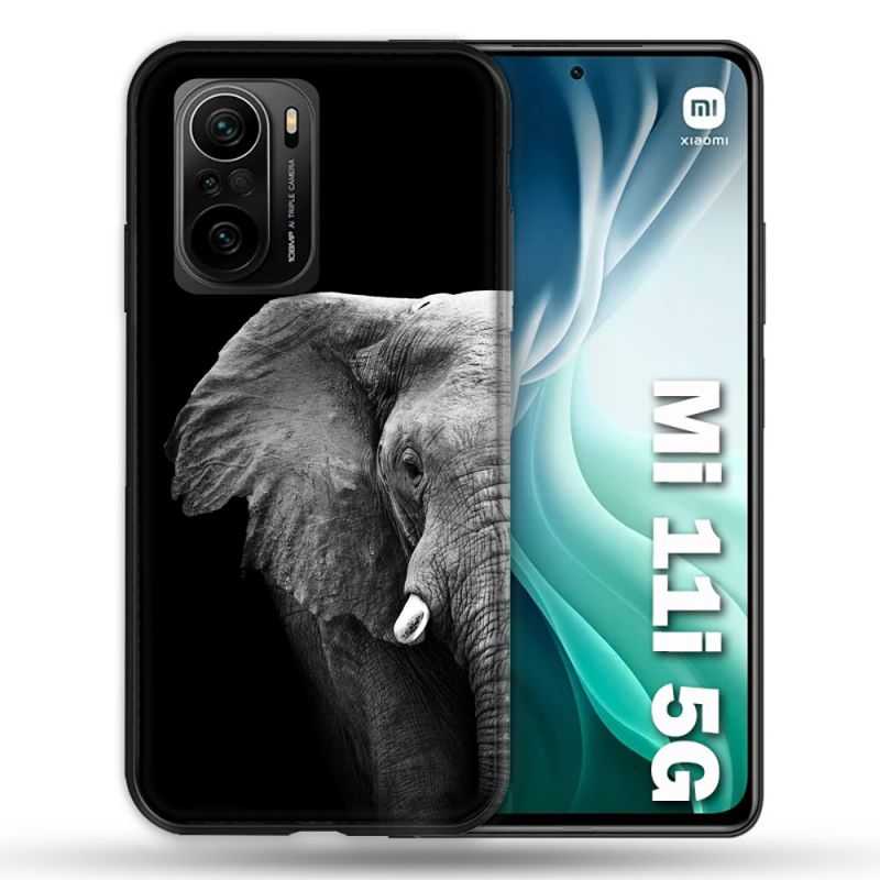 Coque Pour Xiaomi Mi 11i 5G Animal Elephant Noir