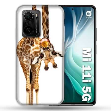 Coque Pour Xiaomi Mi 11i 5G Animal Girafe Blanche