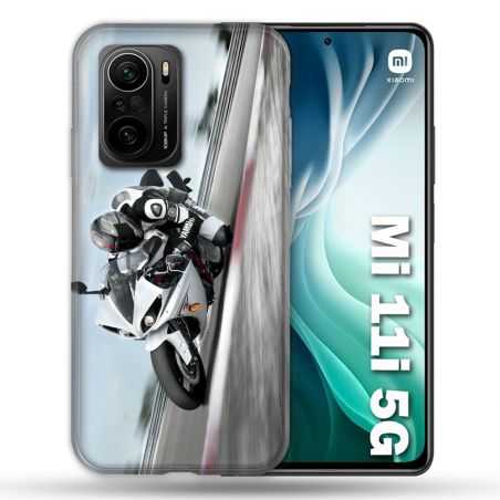 Coque Pour Xiaomi Mi 11i 5G Moto Course GP Blanche