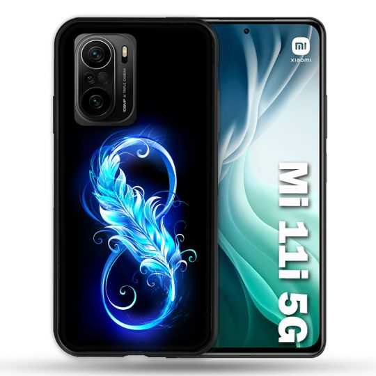 Coque Pour Xiaomi Mi 11i 5G Texture Plume Infini Bleu