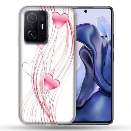 Coque Pour Xiaomi 11T / 11T Pro Amour Coeur Rose Montant sur Blanc