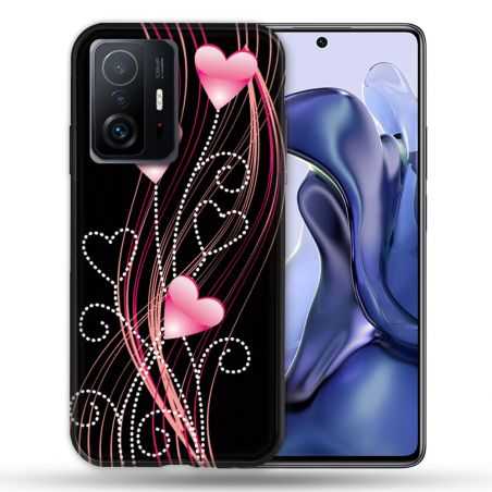 Coque Pour Xiaomi 11T / 11T Pro Amour Coeur Rose Montant sur Noir